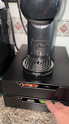MaxMiuly Dolce Gusto Pod Holder T-Disc Coffee Capsule Holders, Nespresso Pods Tray Storage Coffee Machine Stand-20 Capsule Capacity, Black MaxMiuly Dolce Gusto Pod Holder T-Disc Coffee Capsule Holders, Nespresso Pods Tray Storage Coffee Machine Stand-20 Capsule Capacity, Black