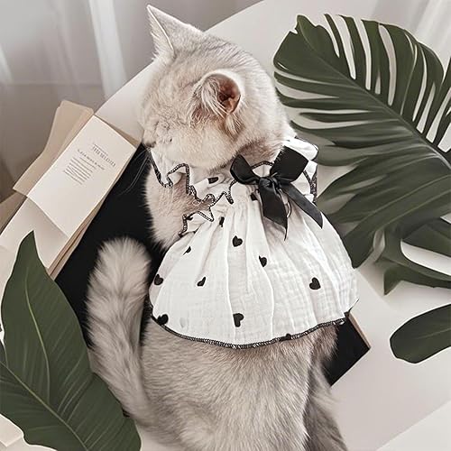 Miniatura 8 de AXIIJGL Vestidos de arnés para perros pequeños, lindo vestido floral para cachorro, con correa, lazo para niña, vestido de princesa con anillo en D,