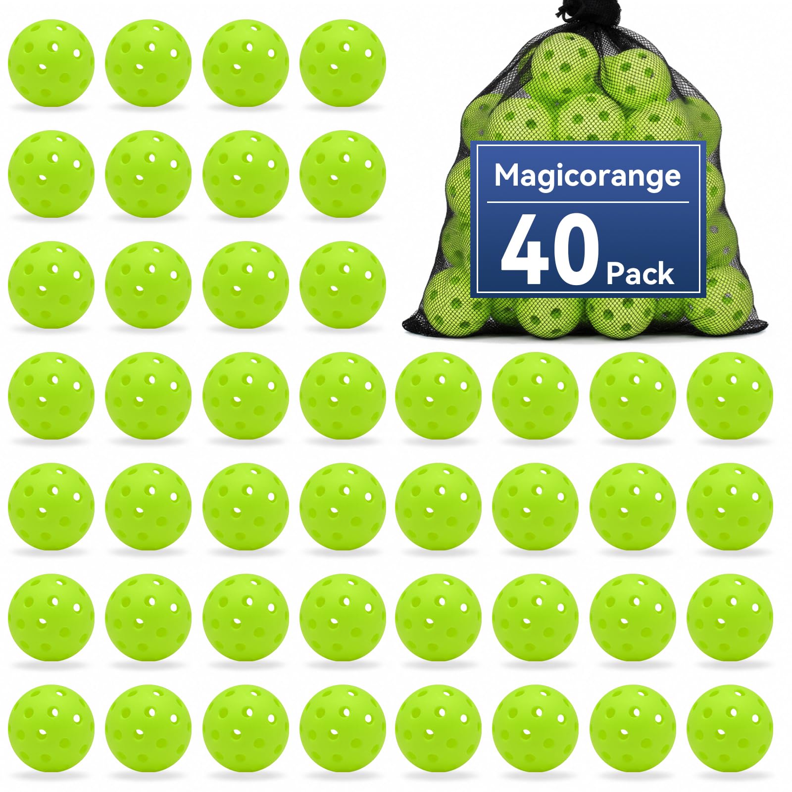 Magicorange Pickleball Balls,USAPA Approved 40 Holes Outdoor Pickleballs