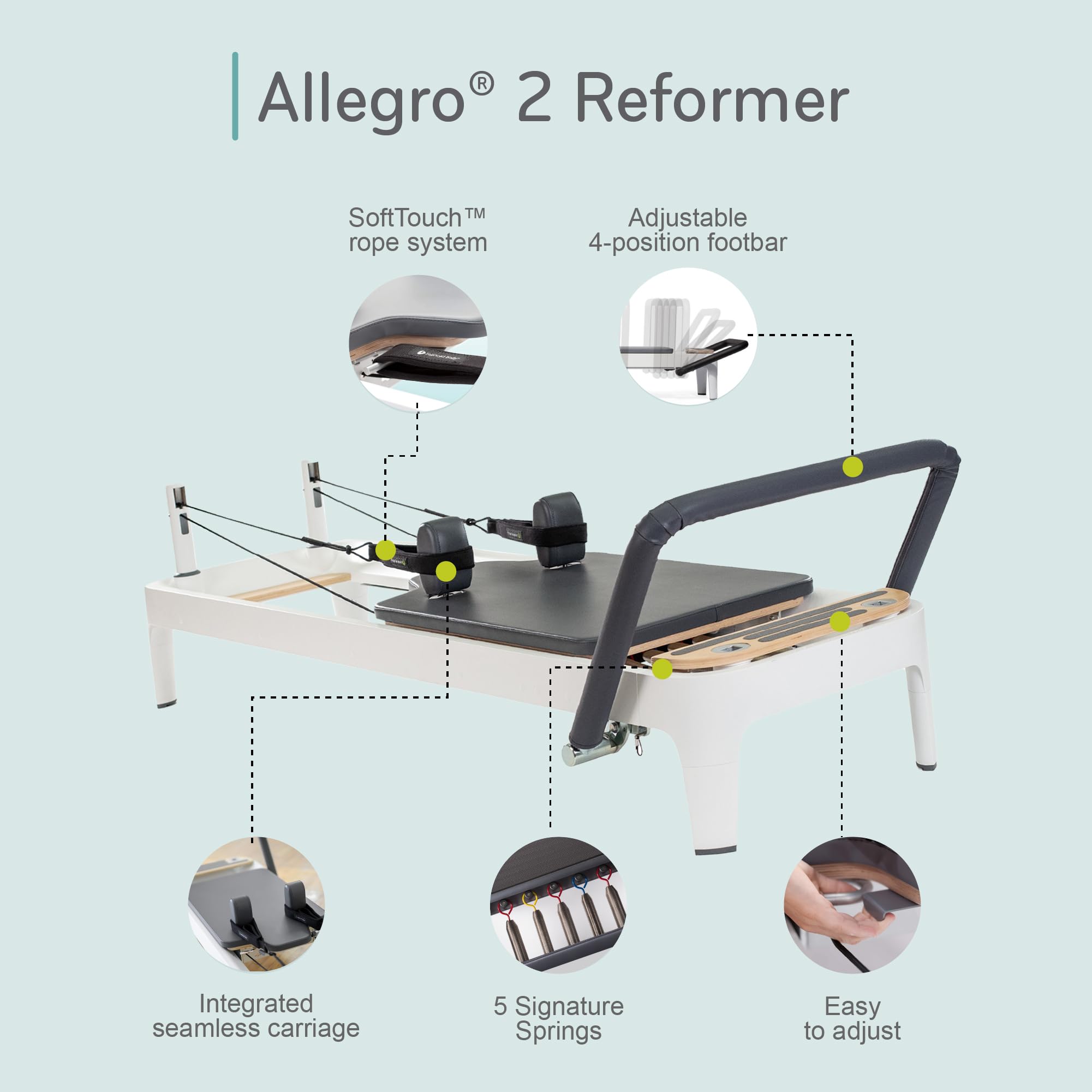 Amazon.com : Balanced Body Allegro 2 Pilates Reformer with 14-Inch
