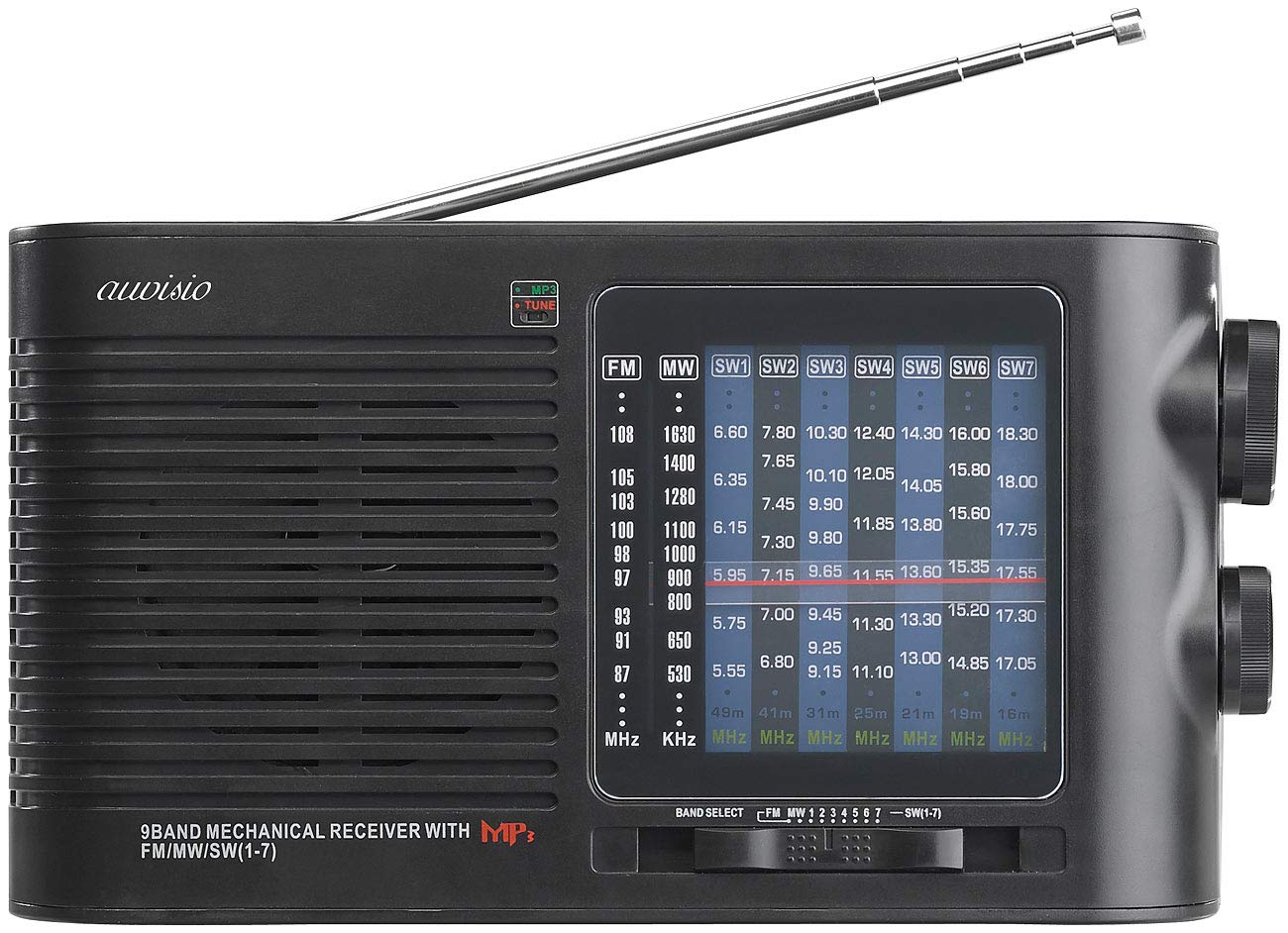 auvisio Analogradio: Analoger 9-Band-Weltempfänger mit Bluetooth, USB, SD, AUX und Akku (Kurzwellen-Radio)