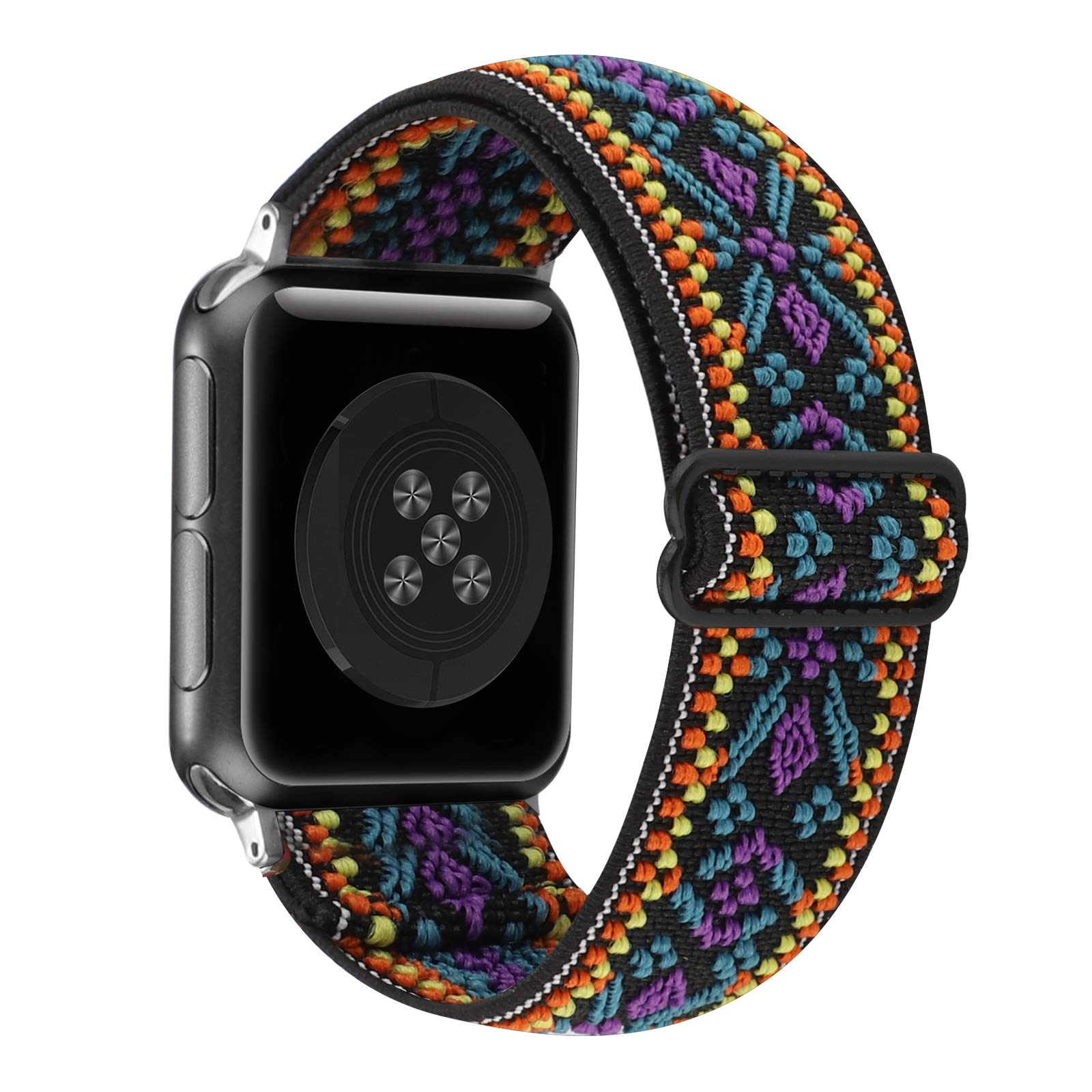 Adjustable Stretchy Solo Loop Nylon Strap Compatible with Apple Watch Elastic Band 38mm 40mm 41mm iWatch Series SE/7/6/5/4/3/2/1 (Aztec Boho, 38mm/40mm/41mm)