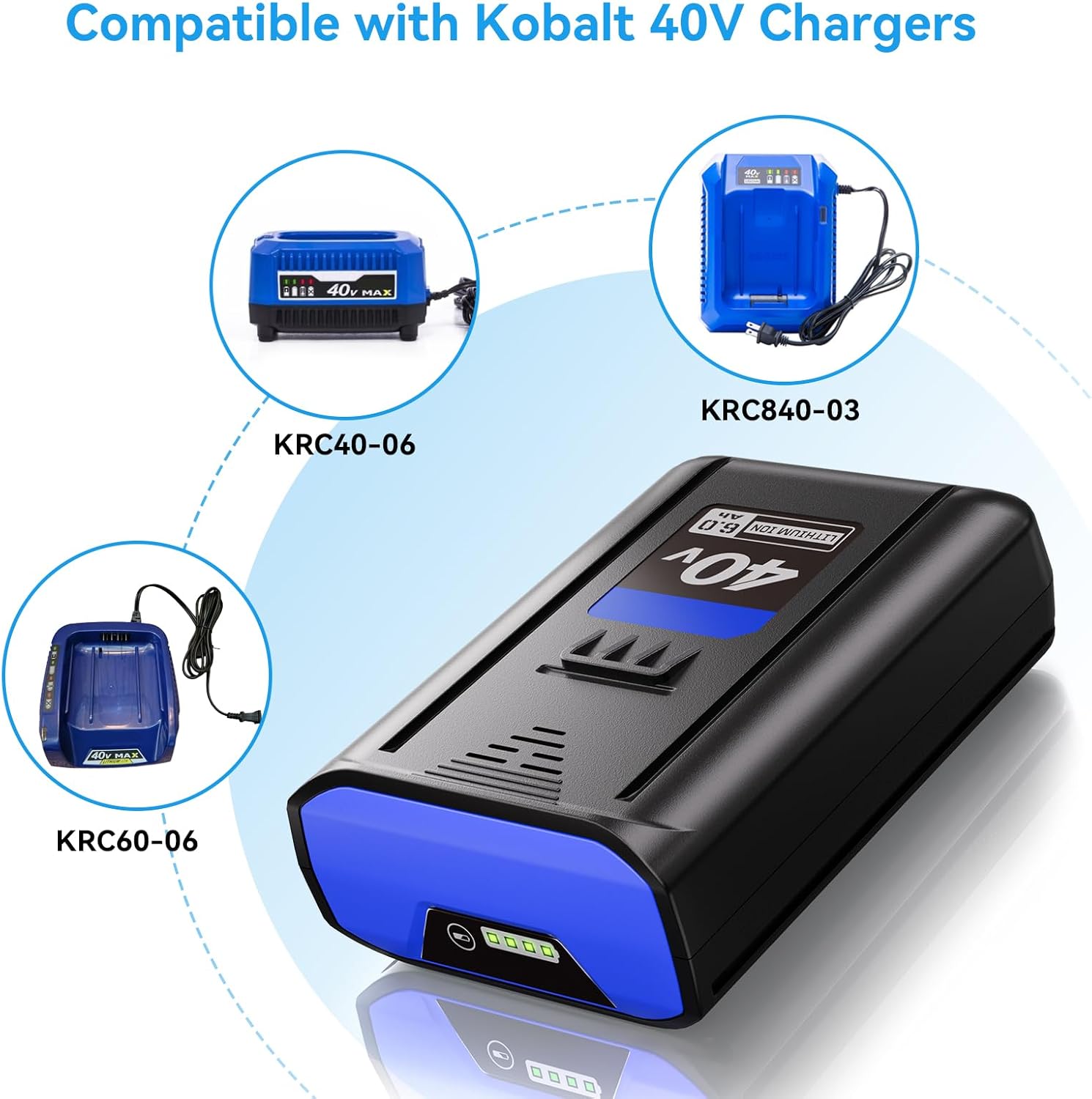 6.0Ah Replacement for Kobalt 40V MAX Battery KB440-06‎ KB240-06 KB2540C-06 KB-540-06 KB640-03, Compatible with Kobalt 40V Power Tools