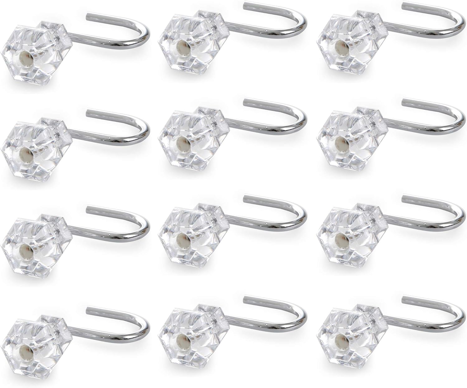 BINO Shower Curtain Hooks Chrome, Set of 12 Shower Curtain Rings Shower Hooks