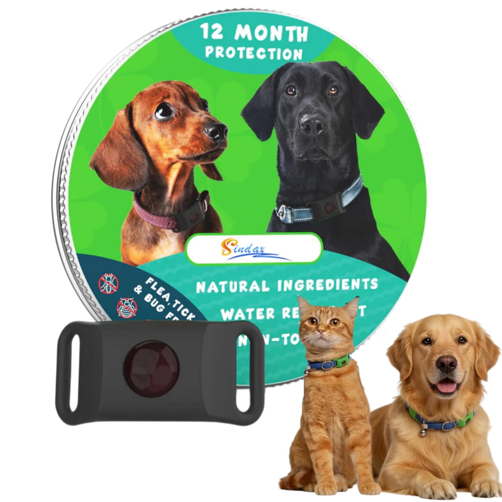 Acquality Pets Collare Antiparassitario 2.0 / Acqualitypets Ciondolo Antiparassitario, Adatto a Più Razze Di Animali Domestici (Nero)