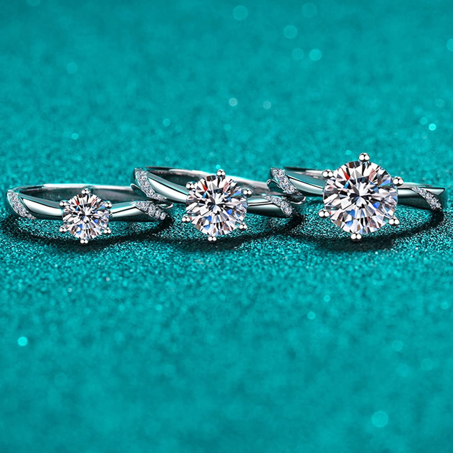 Women Wedding Rings, S925 Sterling Silver Rings for Women Elegant 6 Prong Round Cubic Zirconia/Moissanite Promise Rings Silver