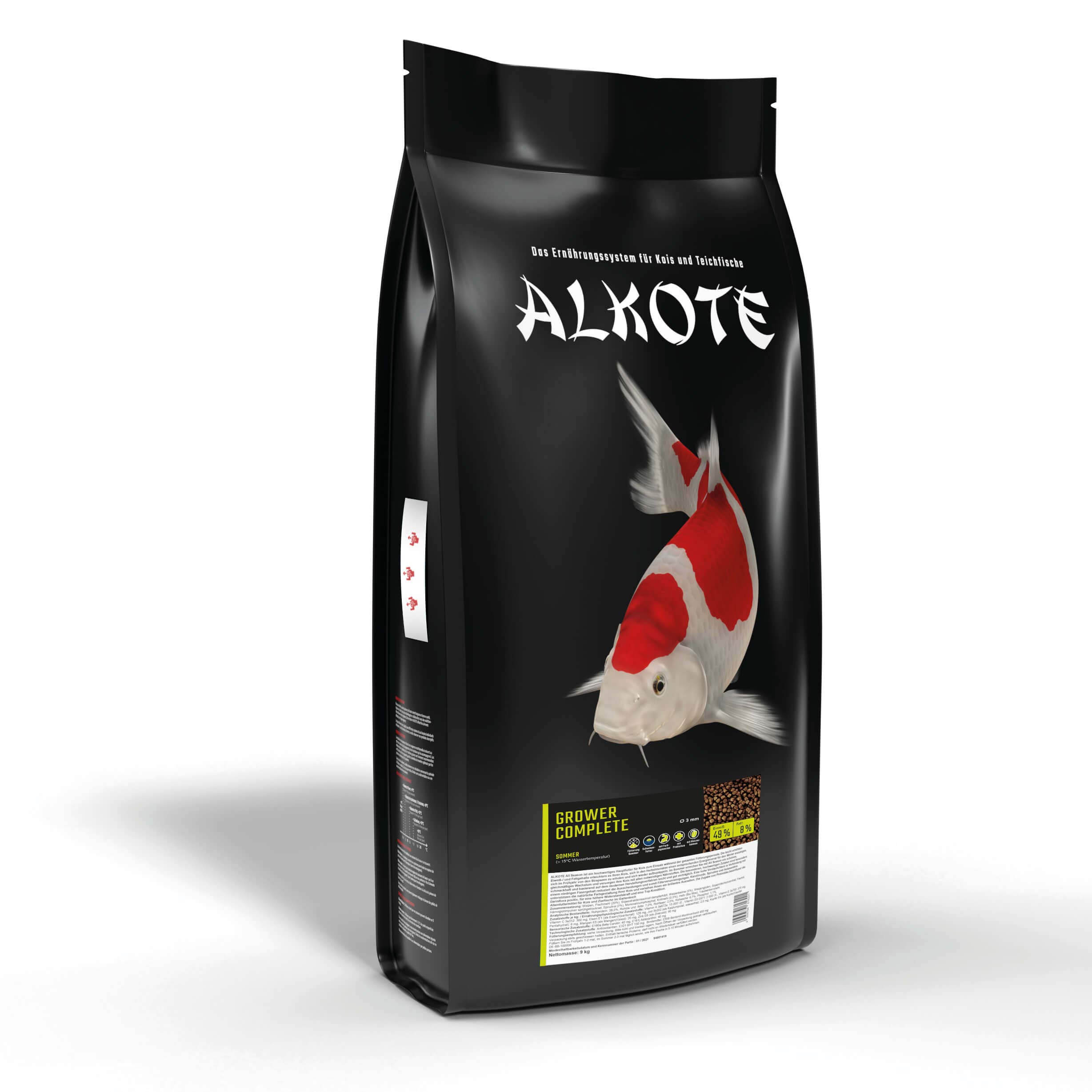 AL-KO-TE, 1-seizoensvoer voor kois en siervissen, zomermaanden, drijvende pellets, 6 mm, hoofdvoer spirulina 7%, 9 kg