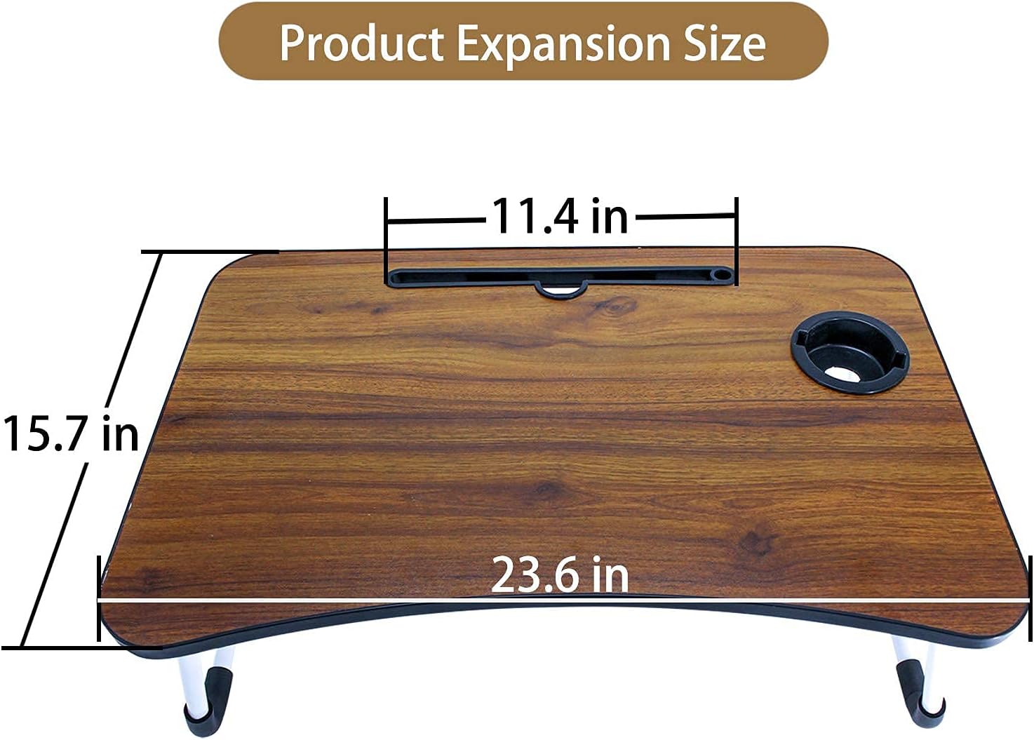 Laptop Bed Table, Portable Laptop Bed Desk with Side Drawers, Laptop Bed Tray Table Reading Holder with Foldable Legs & Cup Slot : Electronics