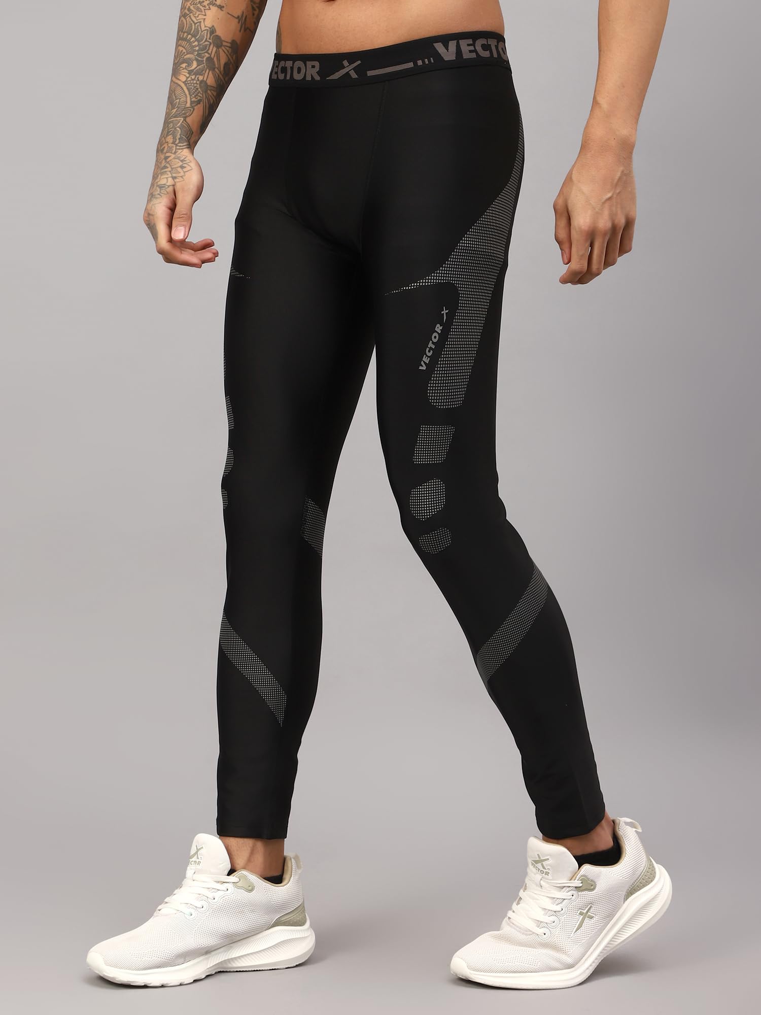 Vector X Mens Compression Full Length Printed Tight (M) Black 1