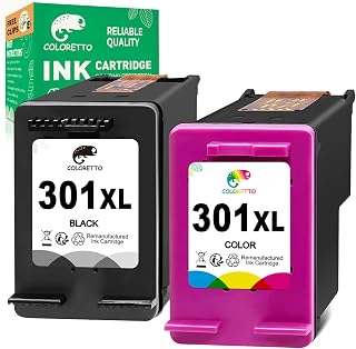 COLORETTO 301XL Printer Ink Cartridge Replacement Black and Colour for HP 301 XL Compatible with Deskjet 2540 3050 3055A 1510 Envy 4500 4502 4507 5530 5532 Officejet 2620 2622 Self-Stick Notes pack