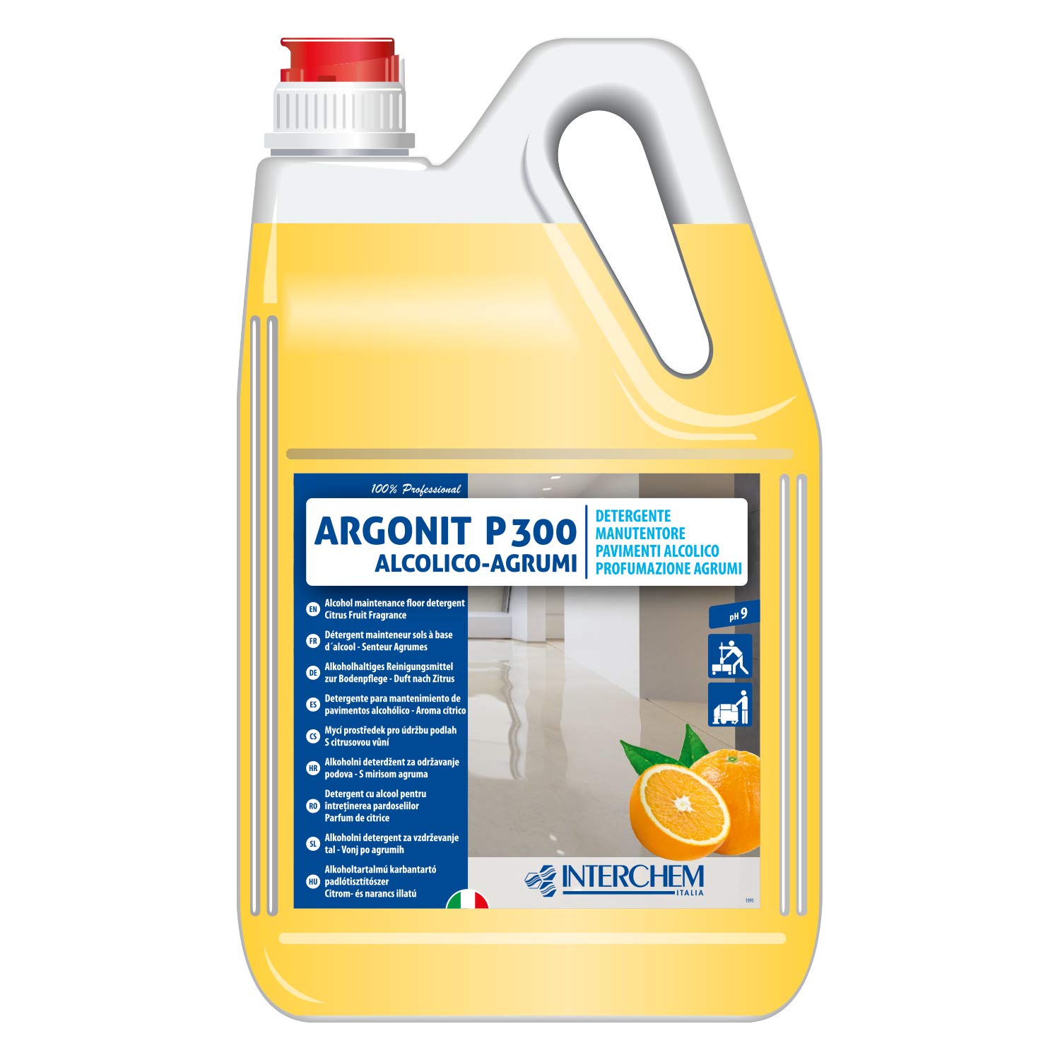 Interchem ARP3K5X4 Argonit P 300 Alcolico Detersivo Pavimenti Brillante a Rapida Asciugatura Detersivo Concentrato Profumato, 4 Taniche da 5 kg