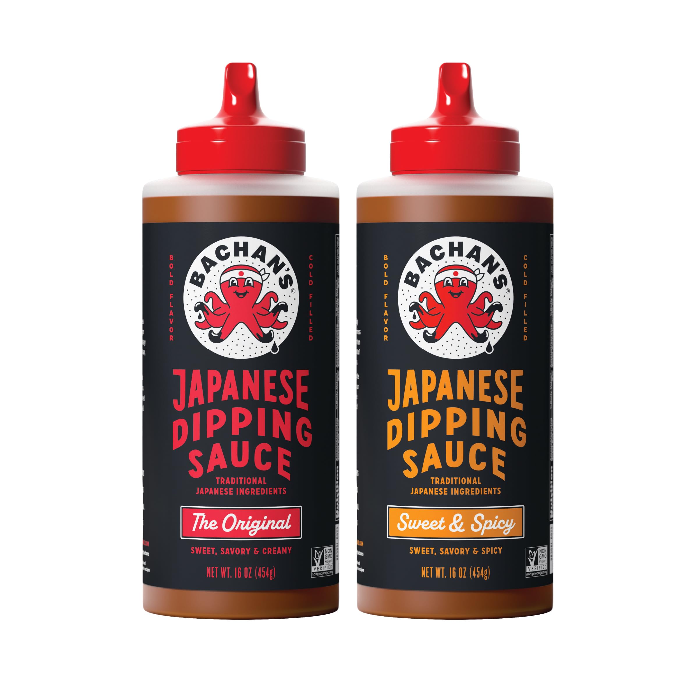 Bachan's Japanese Dipping Sauce 2 Pack - 1 Original, 1 Sweet and Spicy - Small Batch, Non GMO, No Preservatives, No Nut, No Dairy, Vegan and BPA free. Dipping Sauce for Wings, Chicken, Steak, Appetizers and more