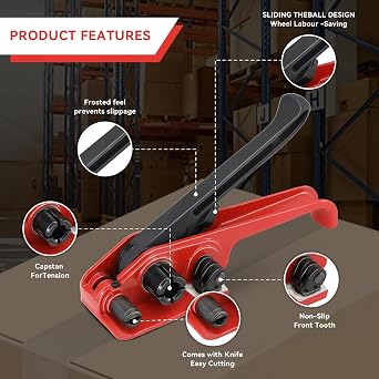 Banding Strapping Kit with 5/8 x1000 ft Green Polyester (PET) Band 200 Metal Seals 200 Plastic Edge Protectors Tensioner Sealer Tool for Pallet Box Packaging