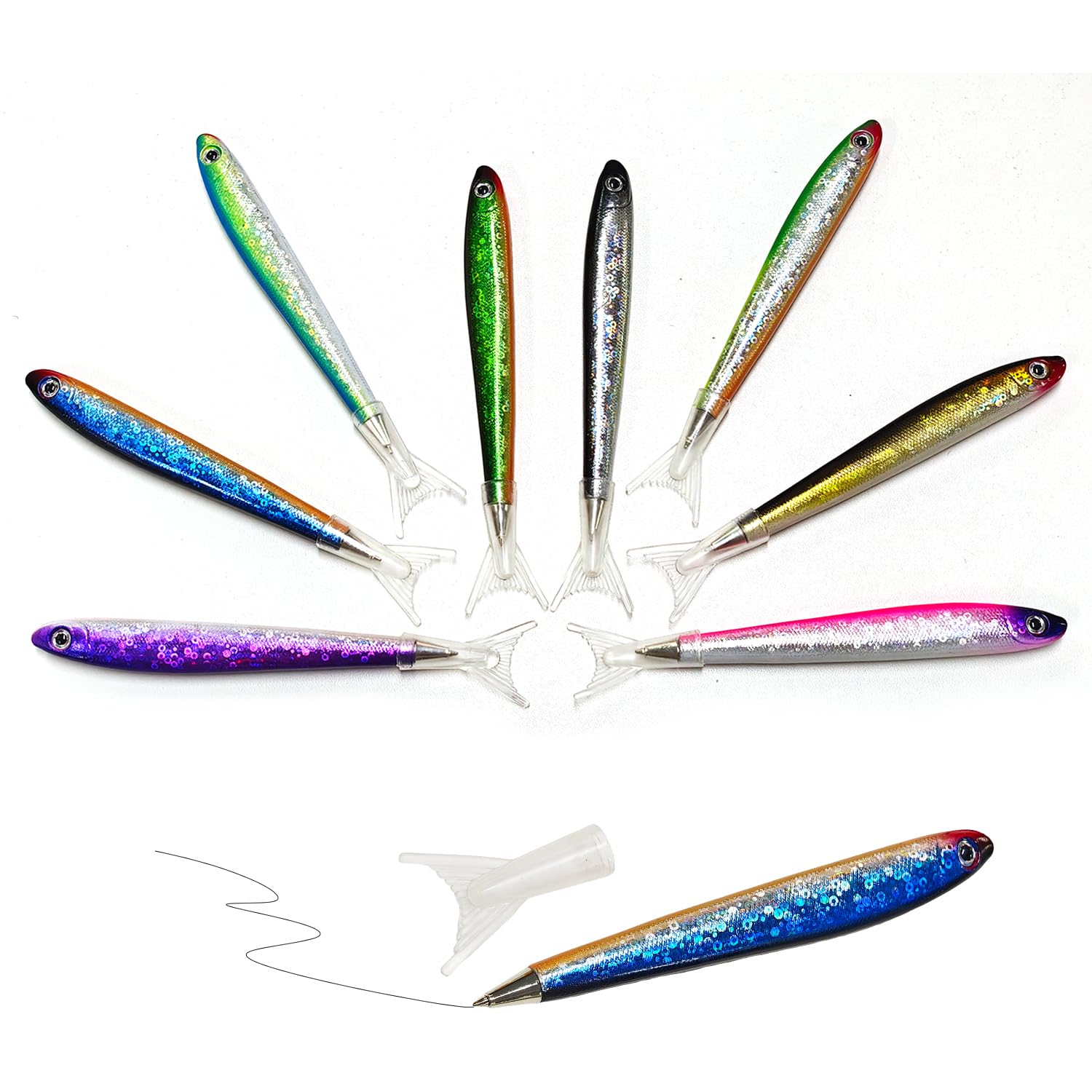 8 Fish-Shaped Creative Pens - Interesting & Cute Stationery for Students - Gift Set, Multicolor
