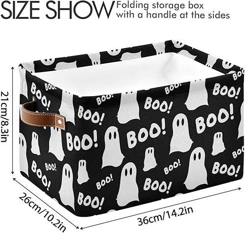 Miniatura 3 de Emelivor Cesta de almacenamiento de fantasmas de Halloween, canasta resistente para almacenamiento de juguetes, cesta de lavandería con asas para el