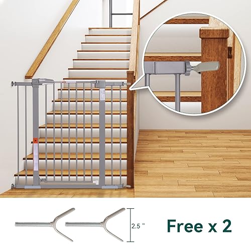 Miniatura 65 de Babelio Puerta de bebé para puertas y escaleras, puerta de 26 a 40 pulgadas con cierre automático para perros y cachorros, fácil de instalar