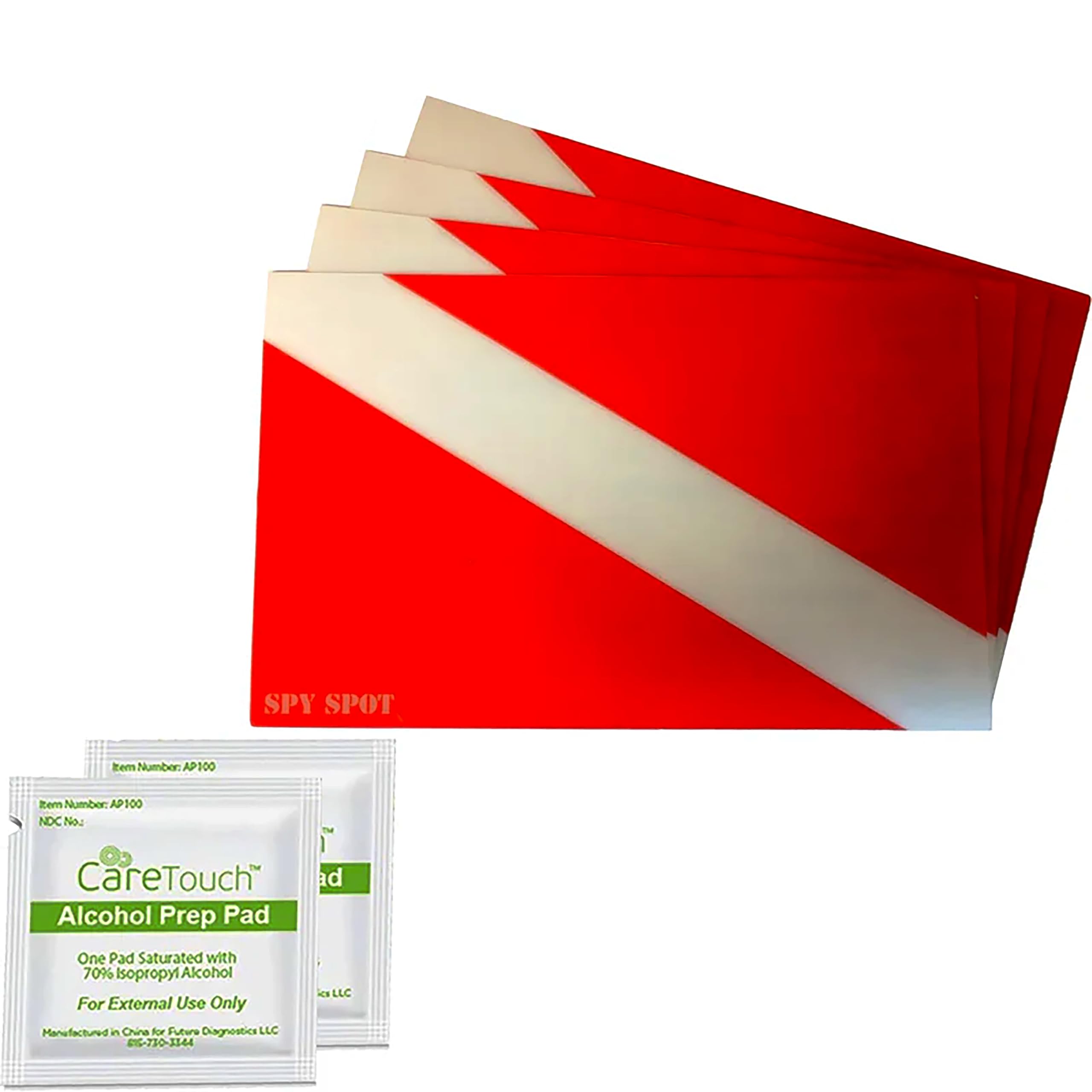 Spy Spot Scuba Diving Stickers - Diver Down Flag Decals (4 Pack) 4" x 2.5" Weatherproof UV-Resistant Heavy Duty Vinyl Stickers for Cars Boats Dive