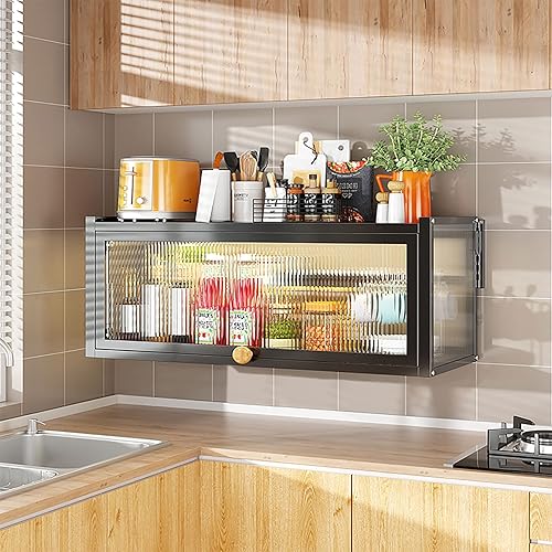 Gdrasuya10 Armario de pared moderno montado en la pared, armario de almacenamiento de cocina, armario colgante de pared para baño, armario montado