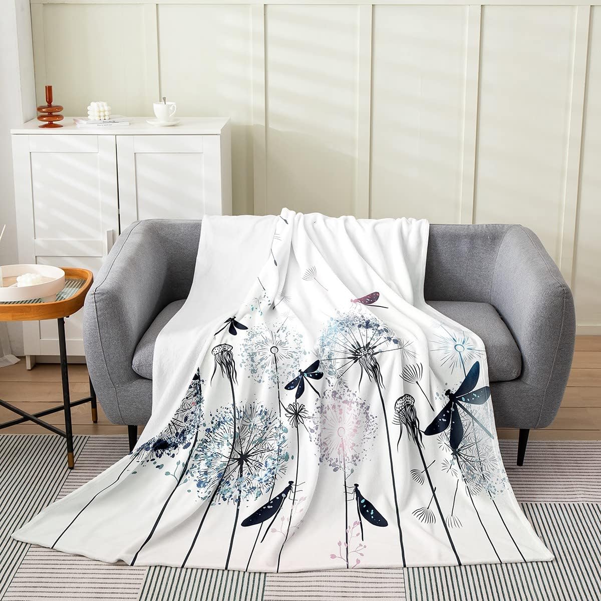 Dragonfly Blanket Throw 50X60 Inch, Dandelion Throw Blanket For Kids
