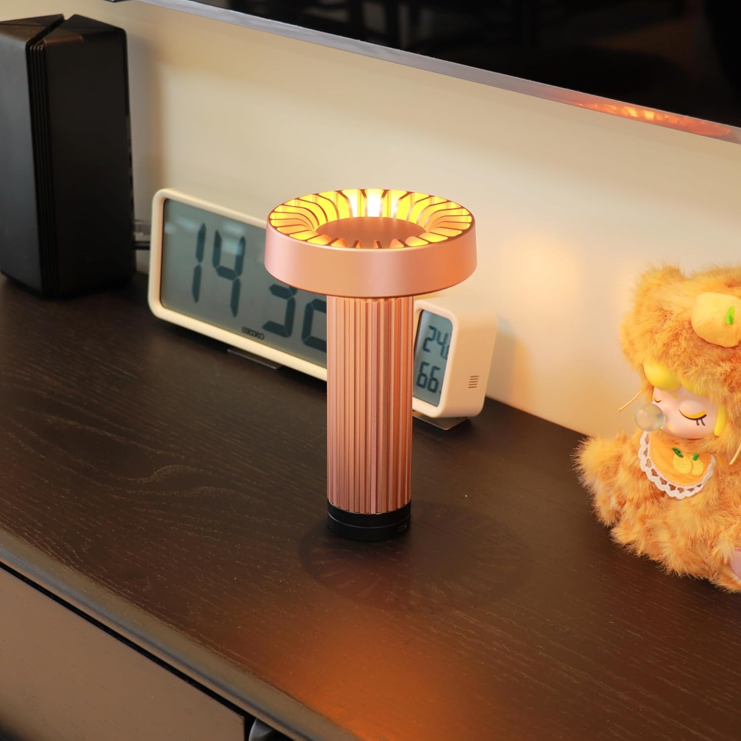 Cordless Table Lamp–Touch Sensor with Stepless Dimming, 5200mAh Rechargeable Battery & 100% Aluminum Body, Modern Minimalist Portable Night Light for Bedroom, Nightstand, Home Decor (Rose)