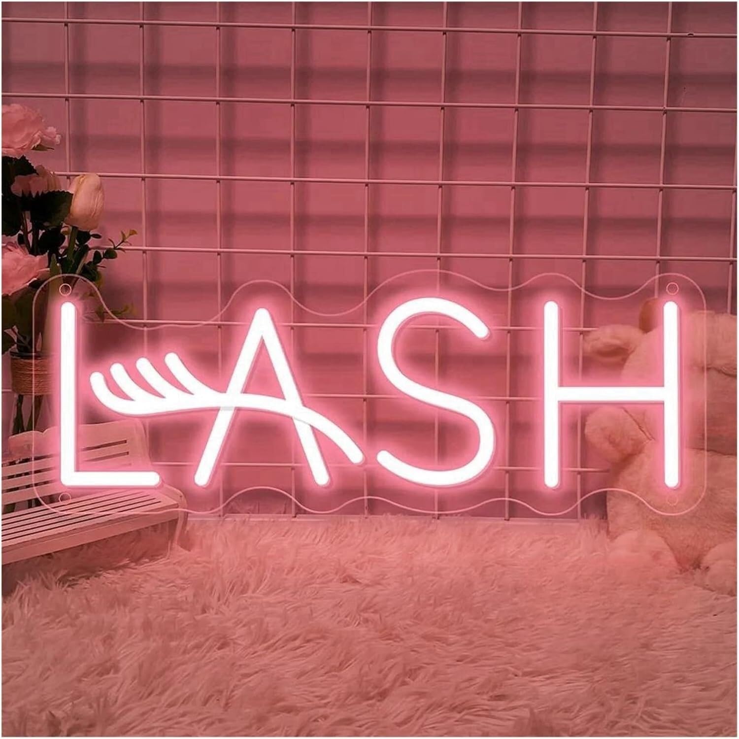 Zynther Neon lamp for LED for Neon Sign Lash for Lights Dimmable for Beauty Salon Wall Hanging Business Decor Signboard 50cm×18cm(Une)