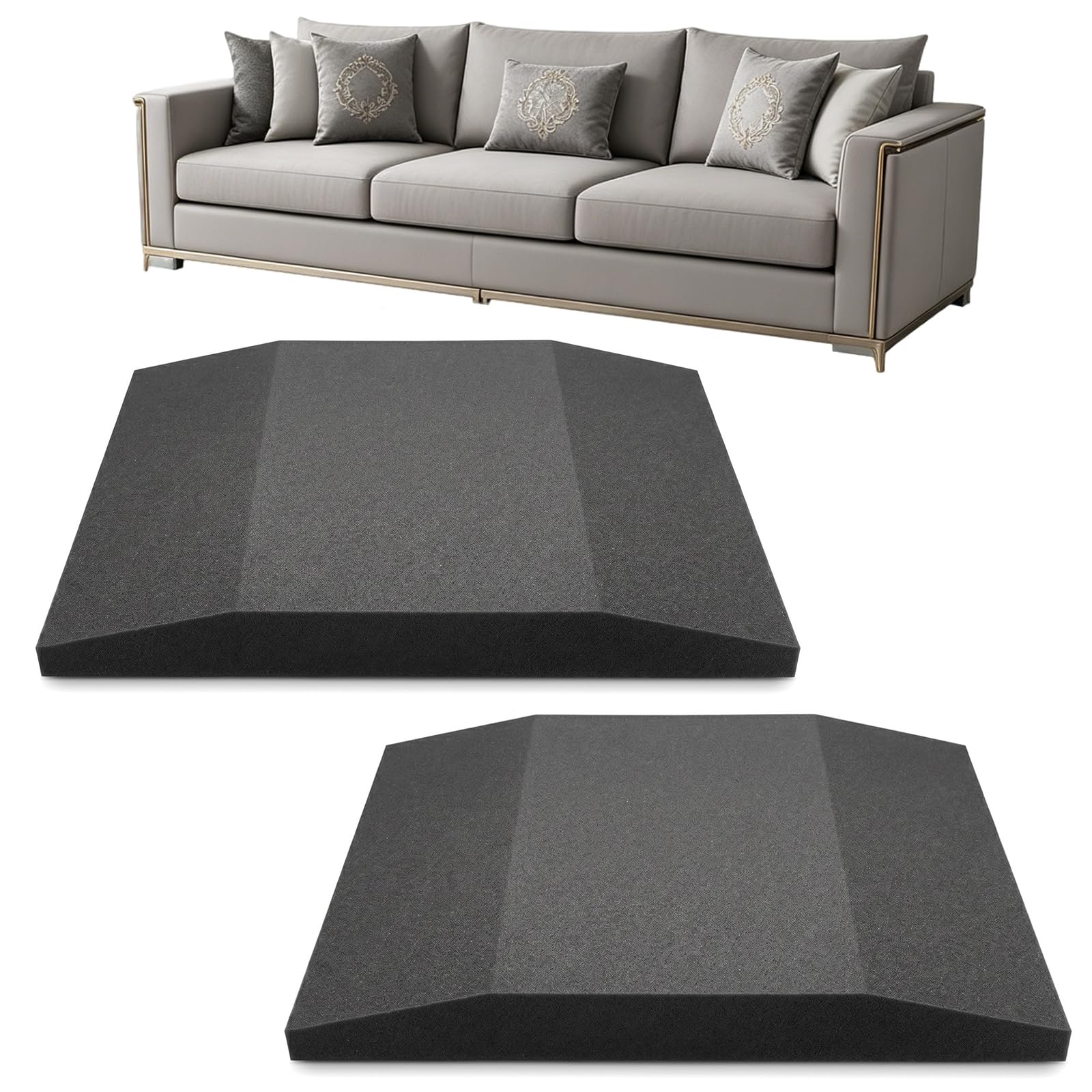 Wulshome 2 Pcs High Density Foam Sofa Cushion Support 55×55cm, Couch Seat Saver for Sagging Furniture Seat Repair Sofa Cushion Support for Sagging Seat(Trapezoidal)
