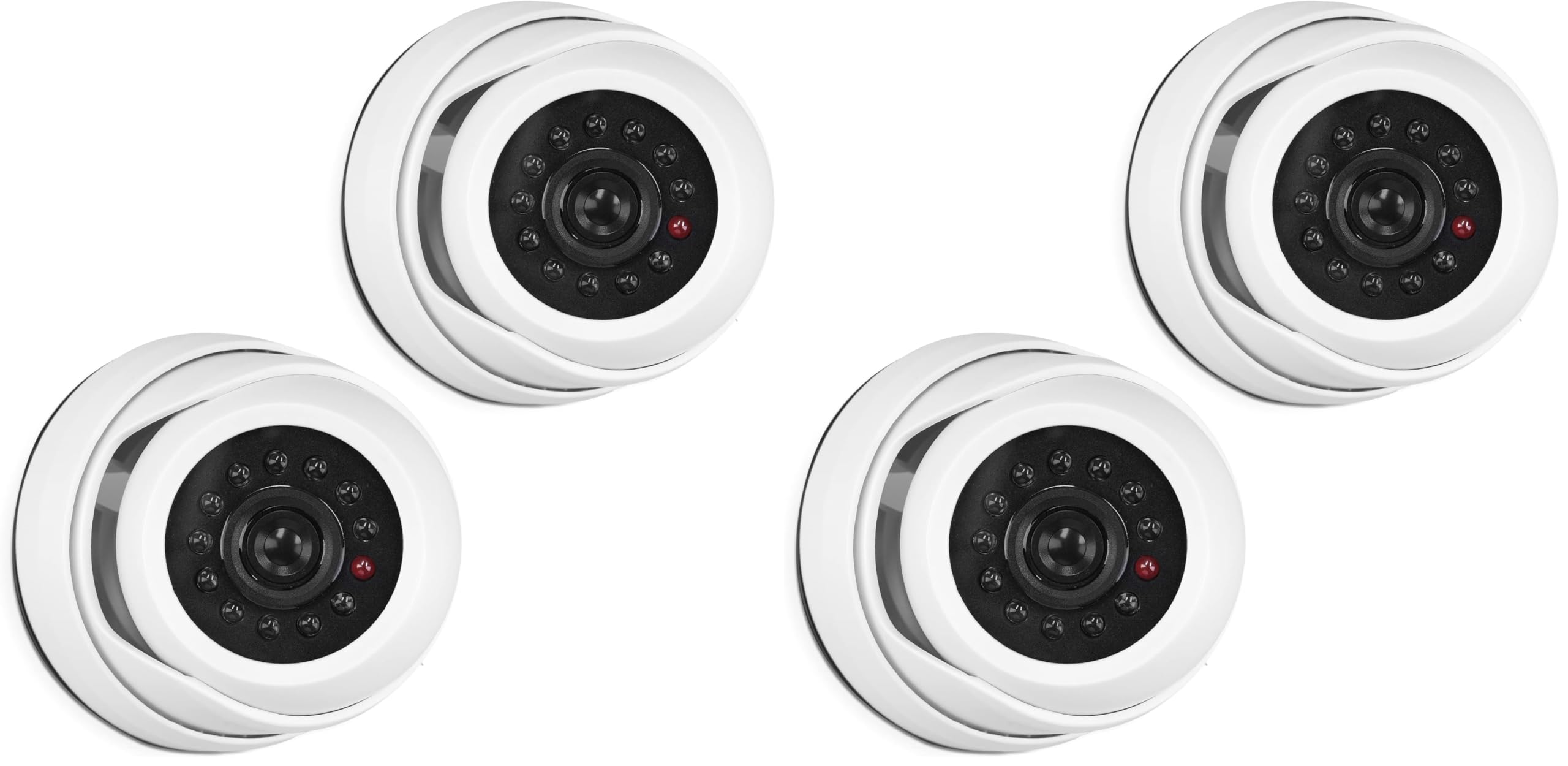 kwmobile 2X Dummy Kamera für Deckenunterbau - mit LED Licht - Dome Überwachungskamera Attrappe Set - täuschend echte Fake Security Camera in Weiß (Packung mit 2)