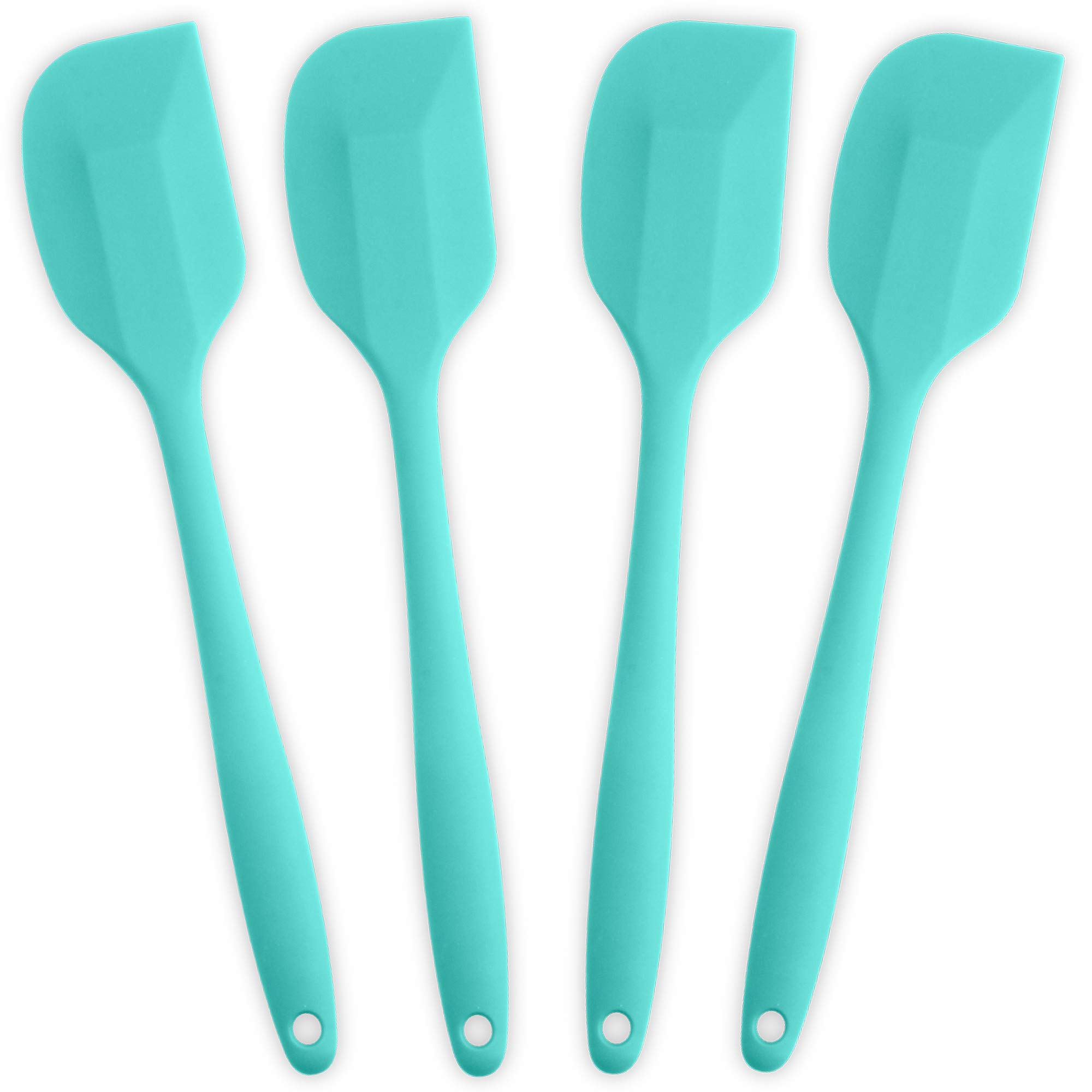 Silicone Spatula 4-piece Set, Heat-Resistant Non-stick Rubber Spatulas with Stainless Steel Core, Light Blue