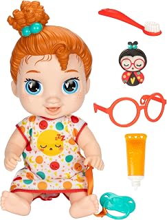 Baby Alive Lil Dreamer Dottie Doodle Sleepy Baby Doll Set - Red Hair Sleepover Playset, Interactive Eyes, Preschool Toys for Kids 3+