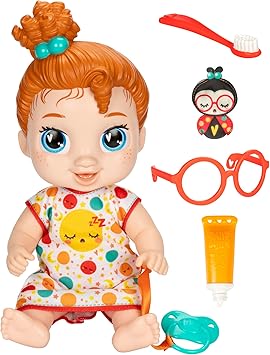 Baby Alive Lil Dreamer Dottie Doodle Sleepy Baby Doll Set, Red Hair, Fun Sleepover Theme, Preschool Toys for Girls & Boys 3 Years & Up