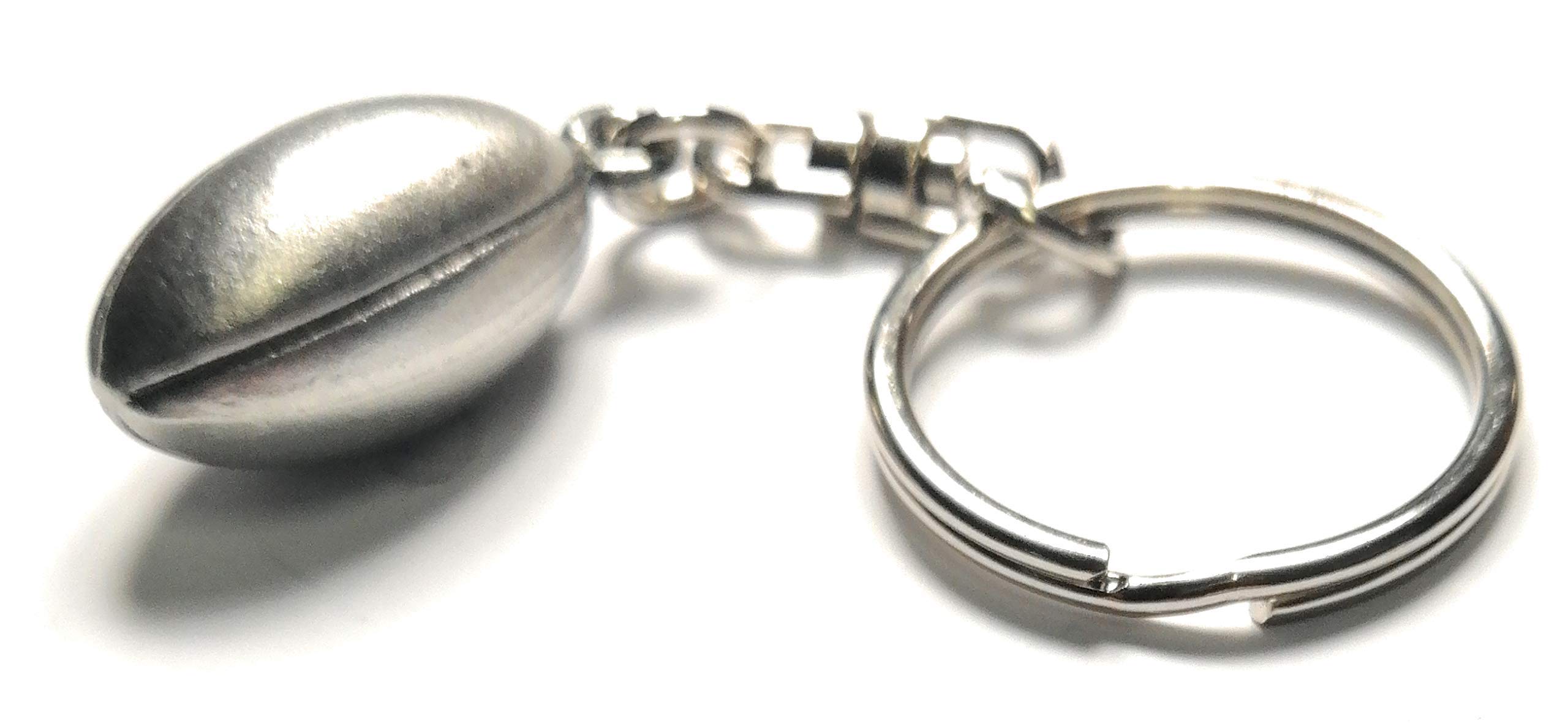 Rugby Ball Keyring Handcrafted From English Pewter Key Ring in gift pouch