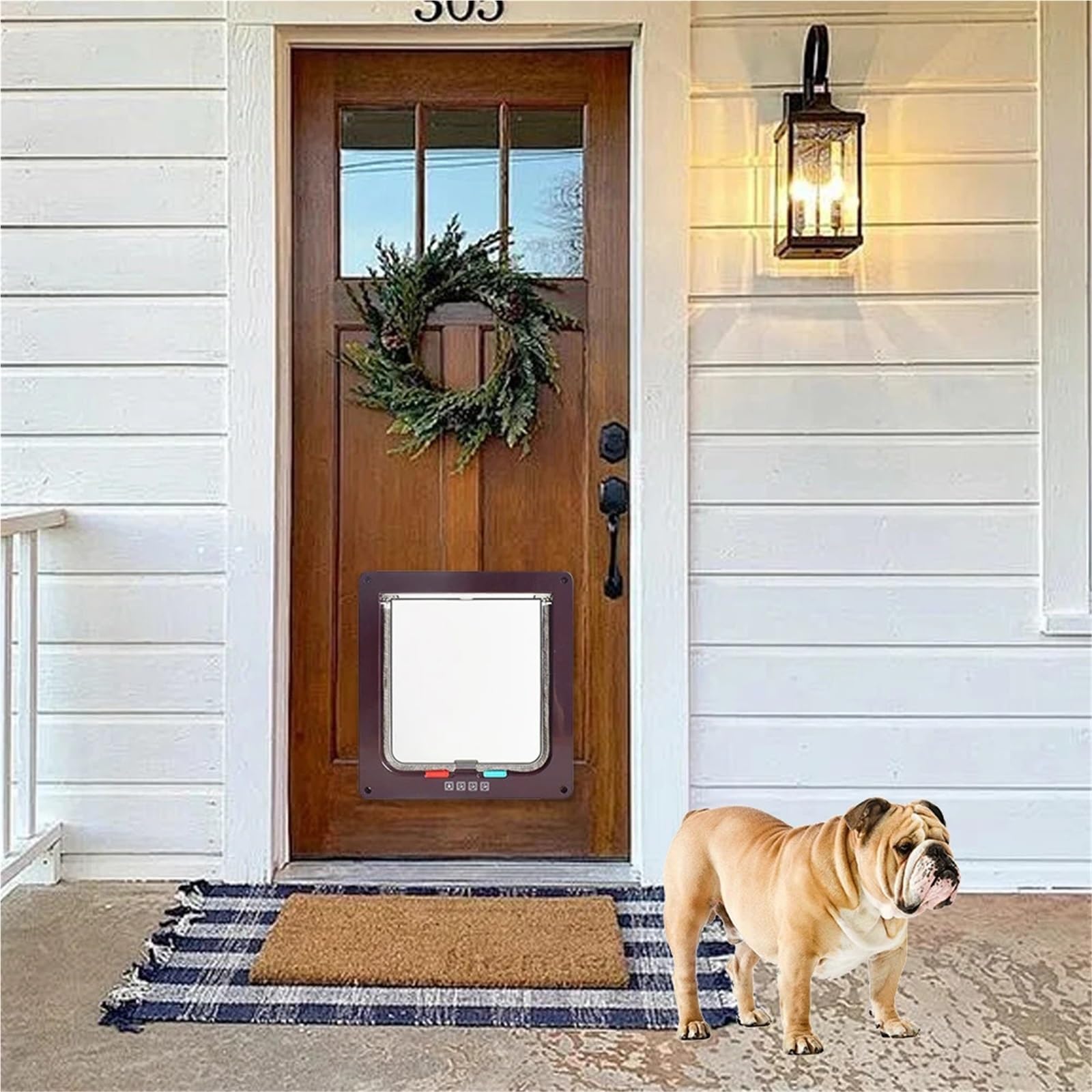 Gateras para Puertas Puerta con Cerradura de Seguridad 4 vías, for Cachorros y Gatitos, Puerta pequeña plástico ABS for Mascotas Perros(Black,L)