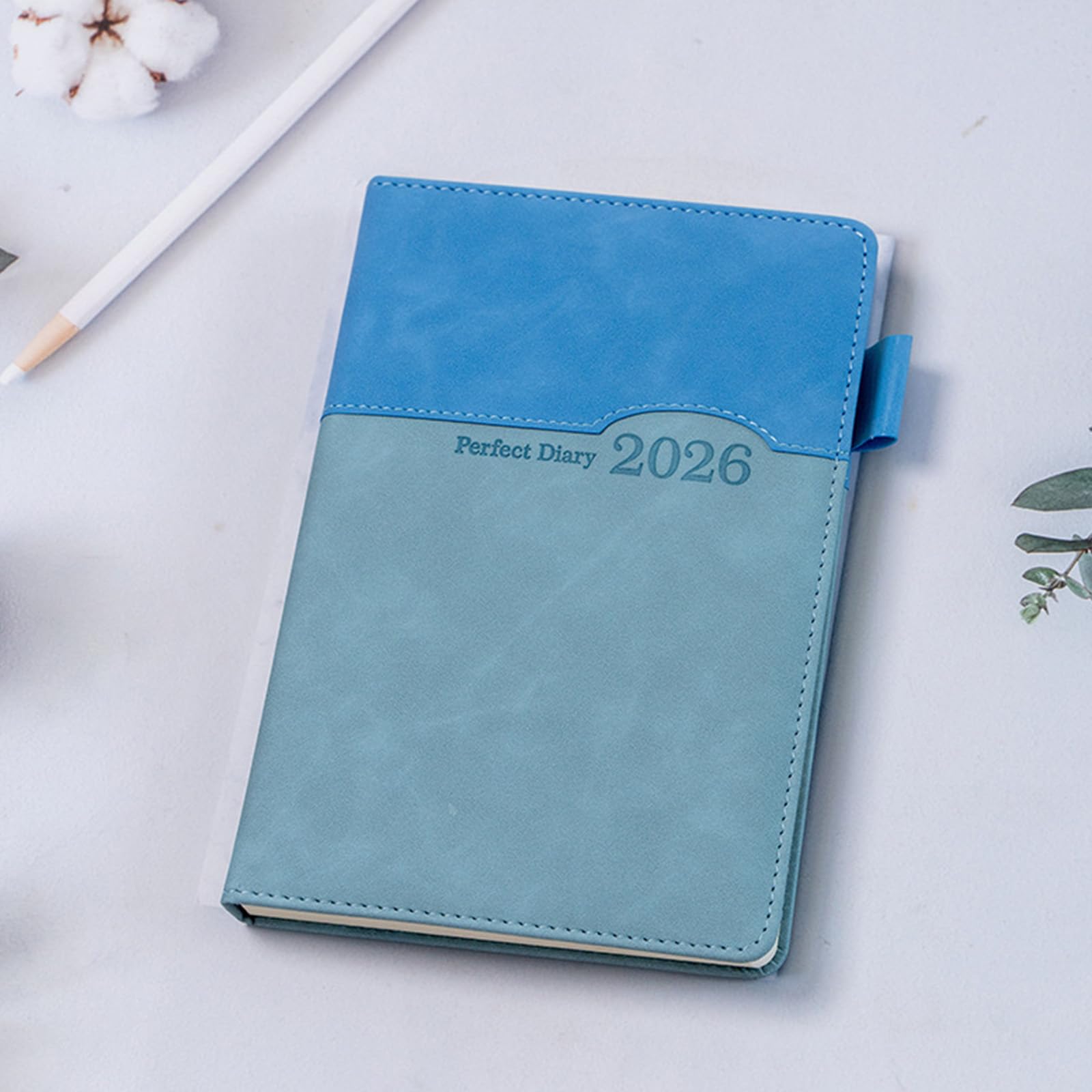 Daily Journal 400-stronicowy terminarz z wyściółką ze skóry PU Planista akademicki z kolorowymi zakładkami miesięcznymi do notatnika z harmonogramem(Dark Blue)