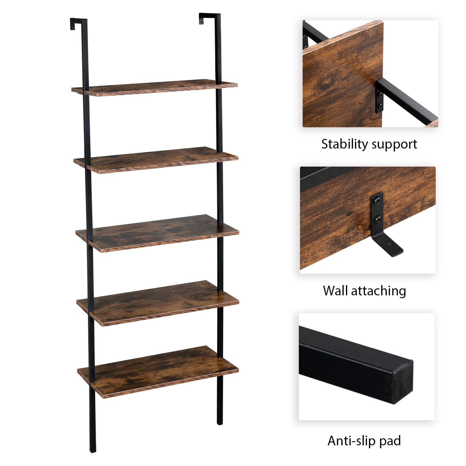 ARCARD SHELF〈2025NEWMODEL〉ASM-B692HFCO Amazon.com: Spaco 5 Tier Bookcase Ladder Shelf, 72.6