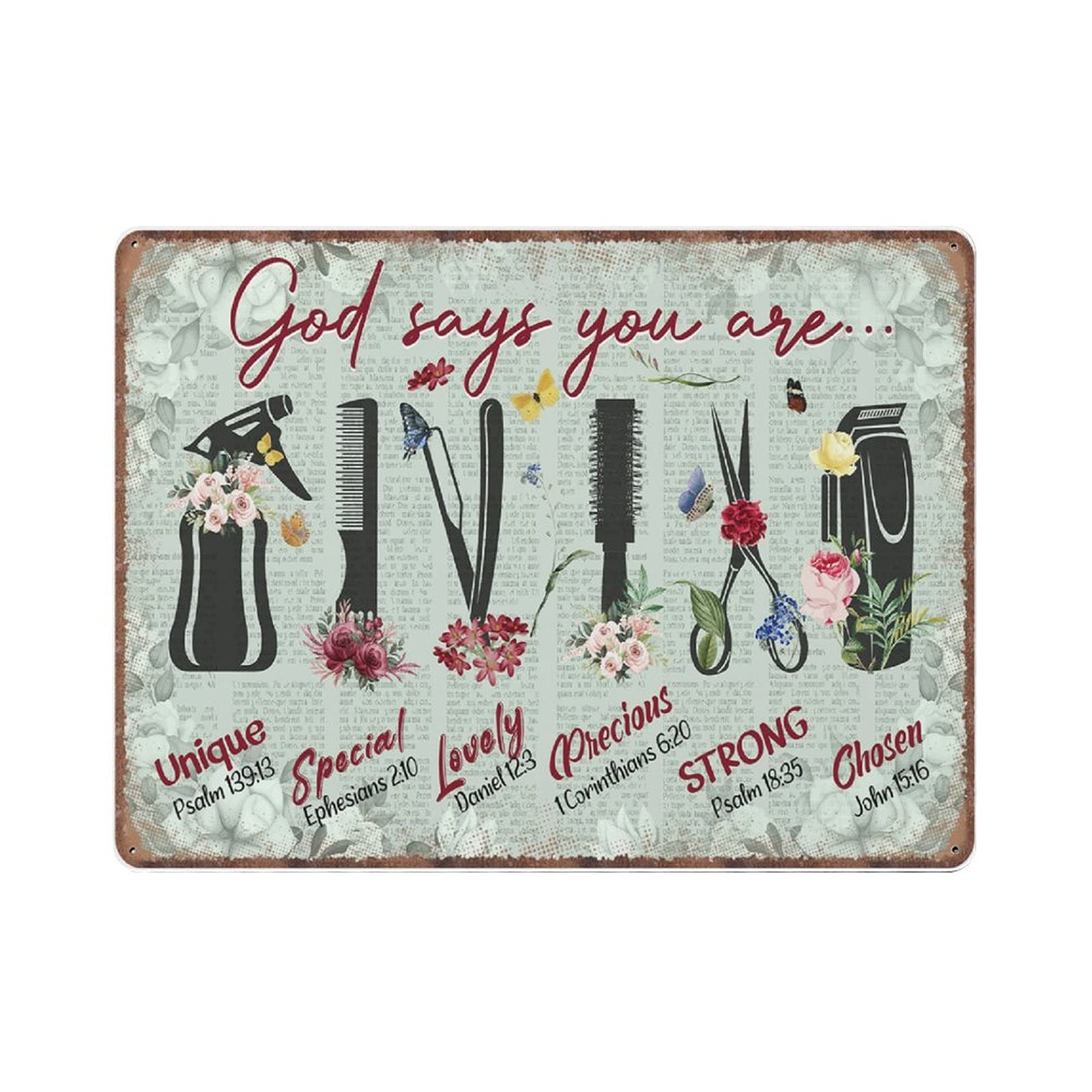 rayprint Hairdresser God Says You Are Tin Signs, Hair Salon Decor, Gift for Hairdresser, Retro Funny Metal Sign Vintage Poster Wall Art for Kitchen Garden Bathroom Home Decor Tin Sign, 30x40 cm