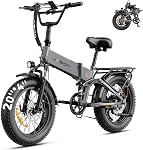 Jasion X-Hunter Electric Bike for Adults,1400W Peak Folding Ebike,20''*4 Fat Tire Foldable Ebike,30MPH 70+Miles 48V 13AH Removable Battery,Full Suspension System Design,7-Speed Bicycles