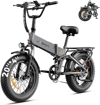 Jasion X-Hunter/ST/PRO Electric Bike for Adults,1800W/1400W Peak 20Fat Tire Foldable Ebike,Folding E Bike Up to 80/70 Miles Range,720/624WH Removable Battery,30 MPH E Bike,Certified by UL2849