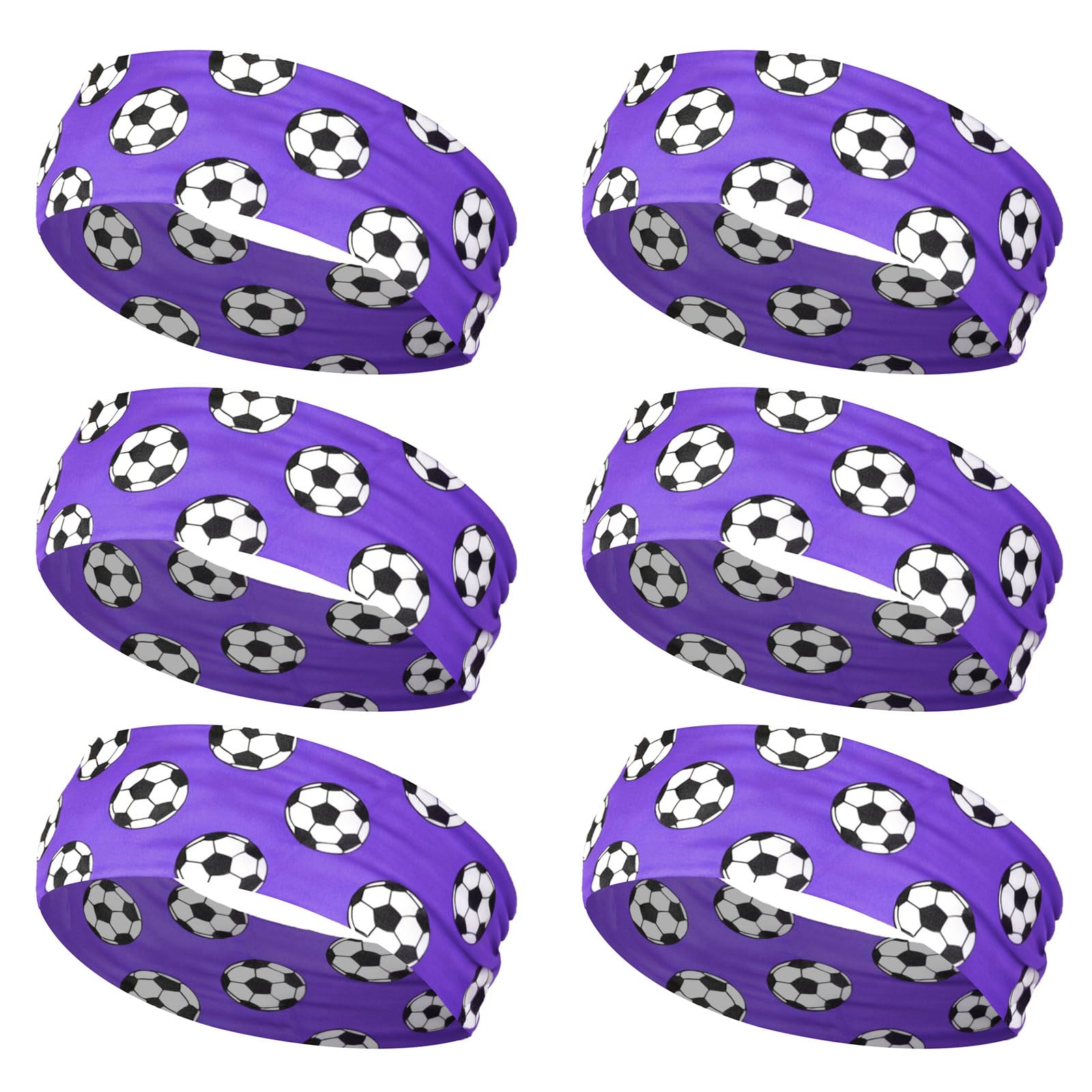 ordinarYone Pack Of 6pcs Stretchy Football Headbands Headwear For Sports And Parties Comfortable Elastic Hair Accessories