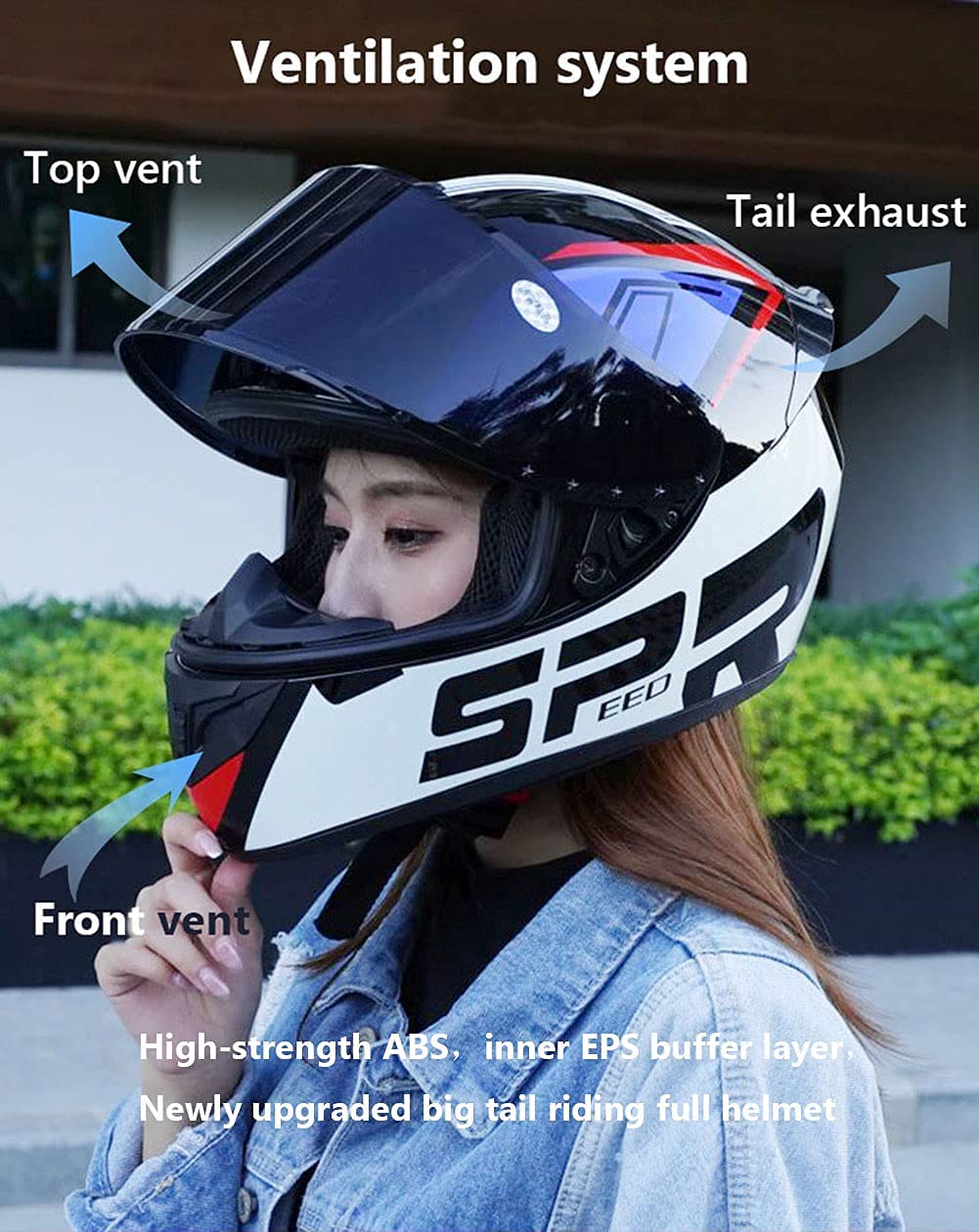 Casco integrale da moto con 3 opzioni di lenti Caschi da scooter DOT Casco da moto turistico Caschi da crash per uomini e donne Pendolarismo quotidiano (strisce nero-rosa)