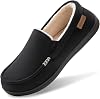 VeraCosy Men's Comfy Suede Memory Foam Moccasin Slippers Warm Sherpa Lining House Shoes with Anti-Skid Rubber Sole
