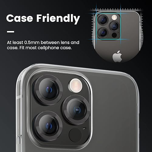 Miniatura 3 de Tensea Protector de lente de cámara para iPhone 14 Pro  iPhone 14 Pro Max, protector de pantalla de vidrio templado 9H, protector de anillo