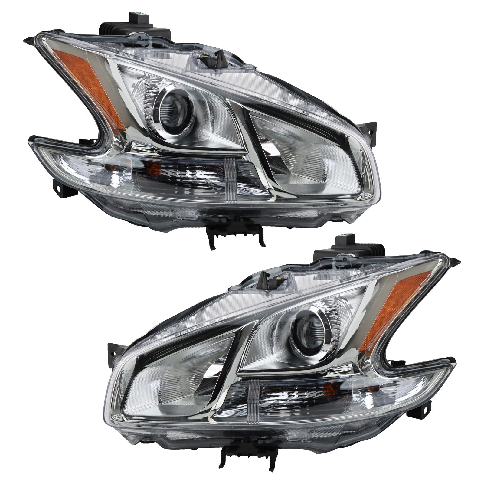 TRQ Driver & Passenger Side Headlight Assembly Set Headlights Driver & Passenger Side Compatible with 2009-2014 Nissan Maxima NI2502177 NI2503177