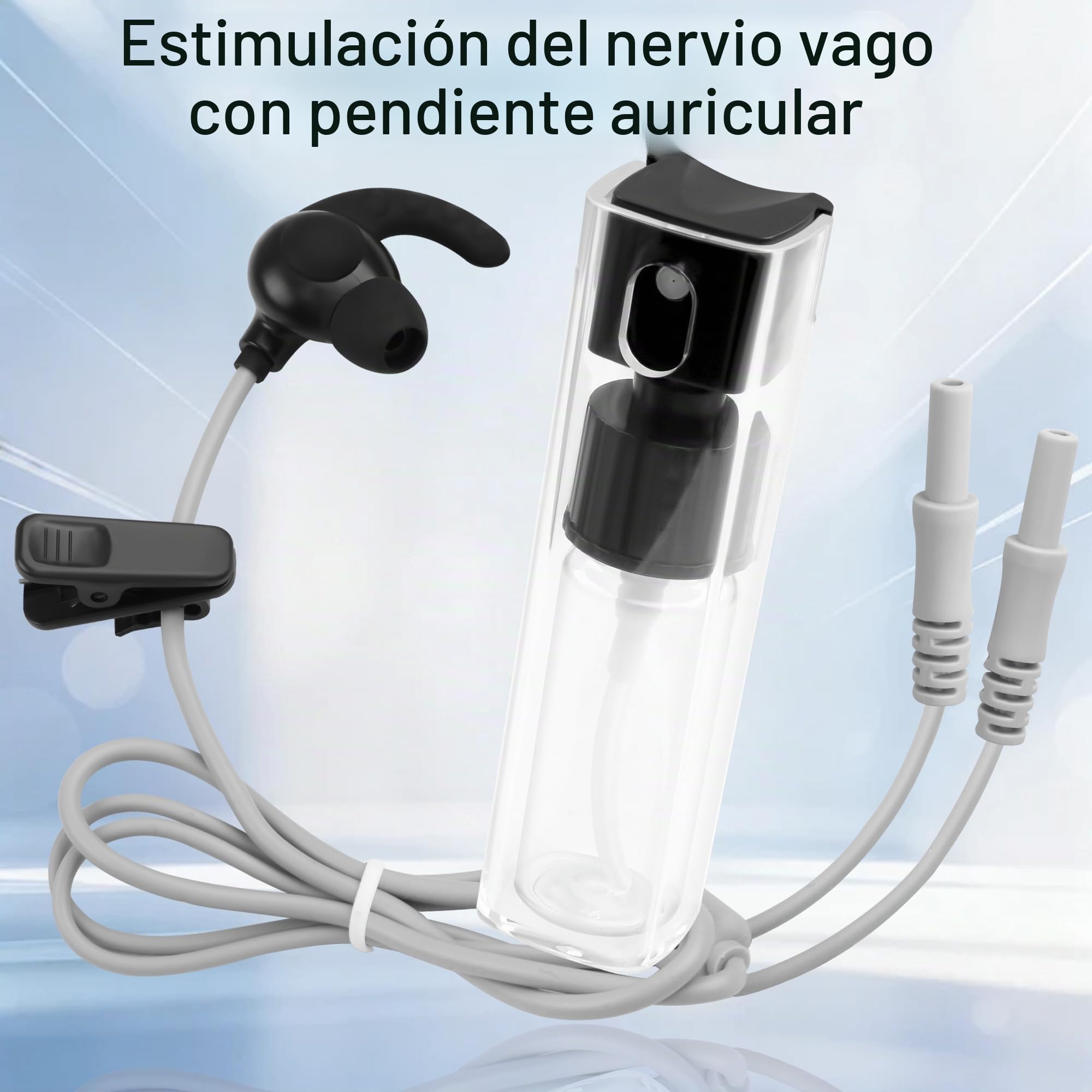 Estimulación del nervio vago con tapón auricular para conector de pin hembra de 2.0mm con botella de spray y 2 puntas reemplazables para auriculares, compatible con AVNS y TaVNS 0.35M