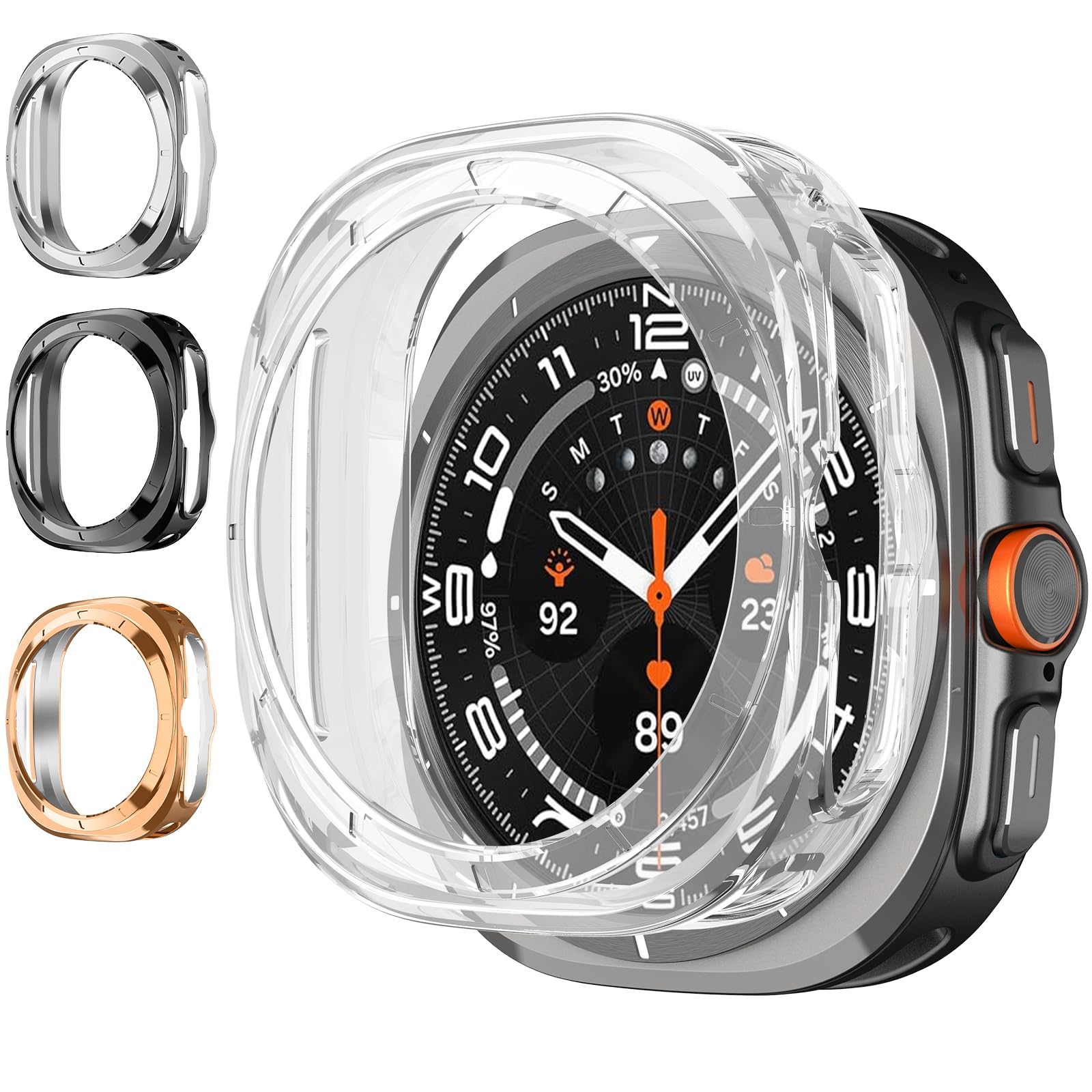 Fintie 4 Pack Case Compatible with Samsung Galaxy Watch Ultra 2025/Galaxy Watch 7 Ultra 2024 47mm, Premium Soft TPU Slim Plated Protective Bumper