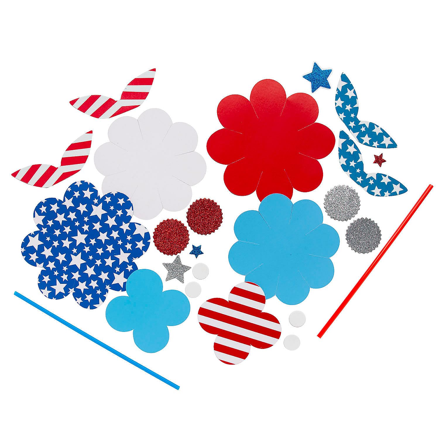 Fun Express Patriotic Flower Planter Stick Craft Kit - Makes 12