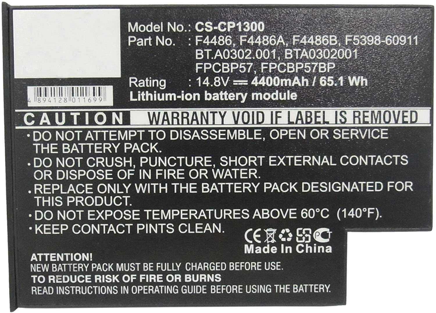 ROUNYYBattery for Fujitsu Amilo M6300, Amilo M6800, Amilo M7300 Replacement for P/N 4UR18650F-2-QC-EA1, 4UR18650F-2-QC-EF3, 4UR18650F-2-QC-EF3U