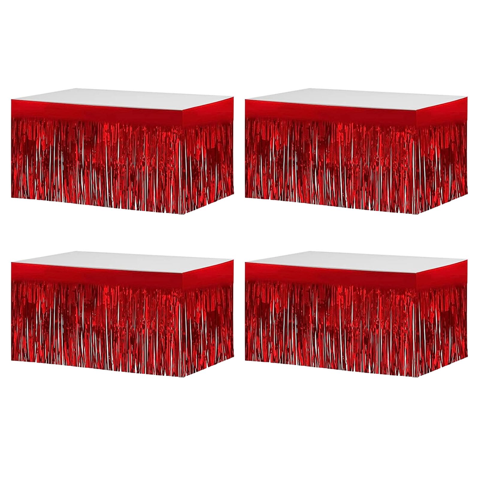 Franges de table rouge métallique pour décor de réveillon