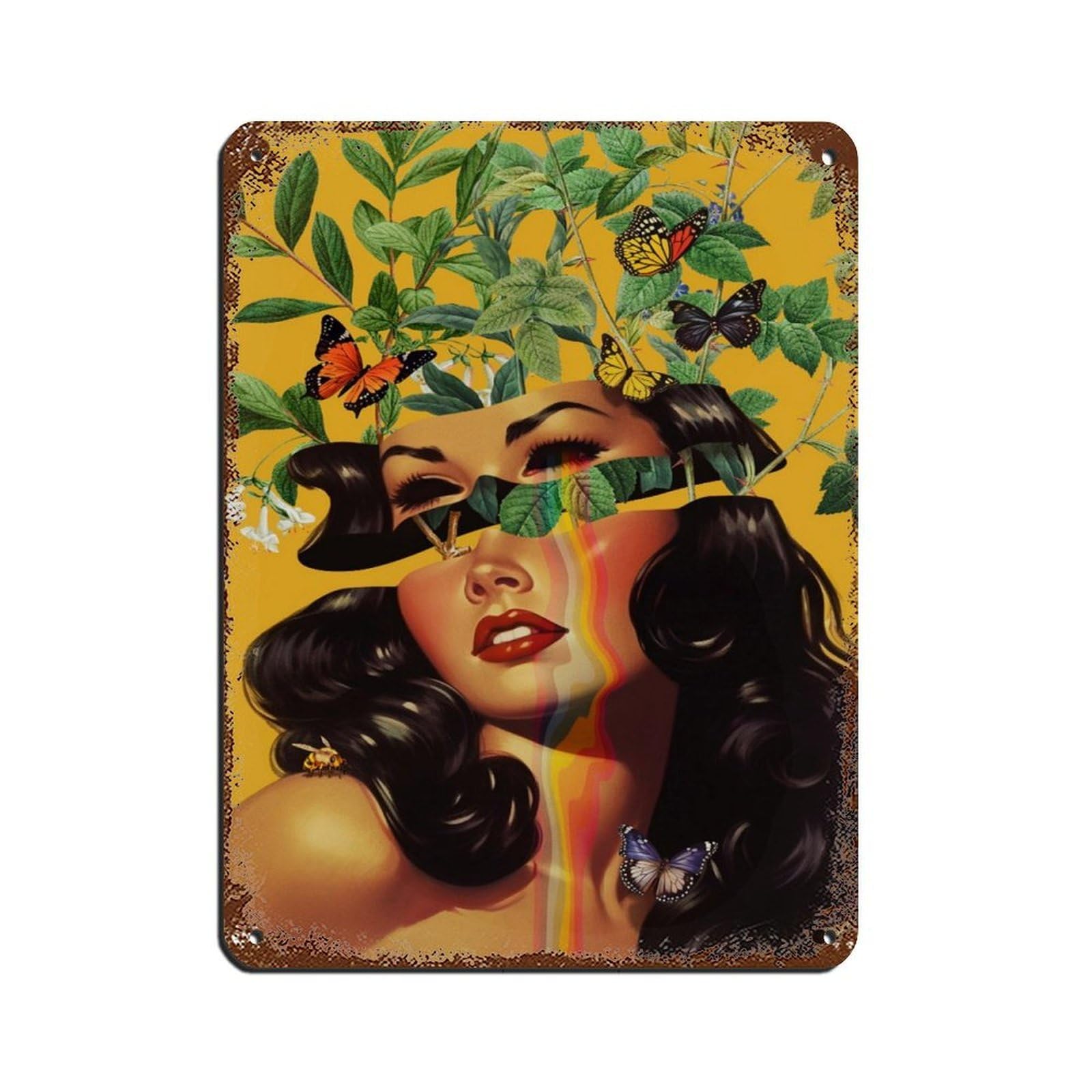 Inside Beauty Art Poster Retro Poster Metal Tin Sign Chic Art Retro Iron Painting Bar People Cave Cafe Family Garage Poster Wall Decoration 12x16inch(30x40cm)