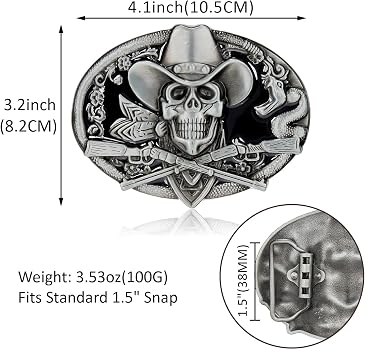 Tattoo Skull Dice Casino Gamble Oval Belt Buckle