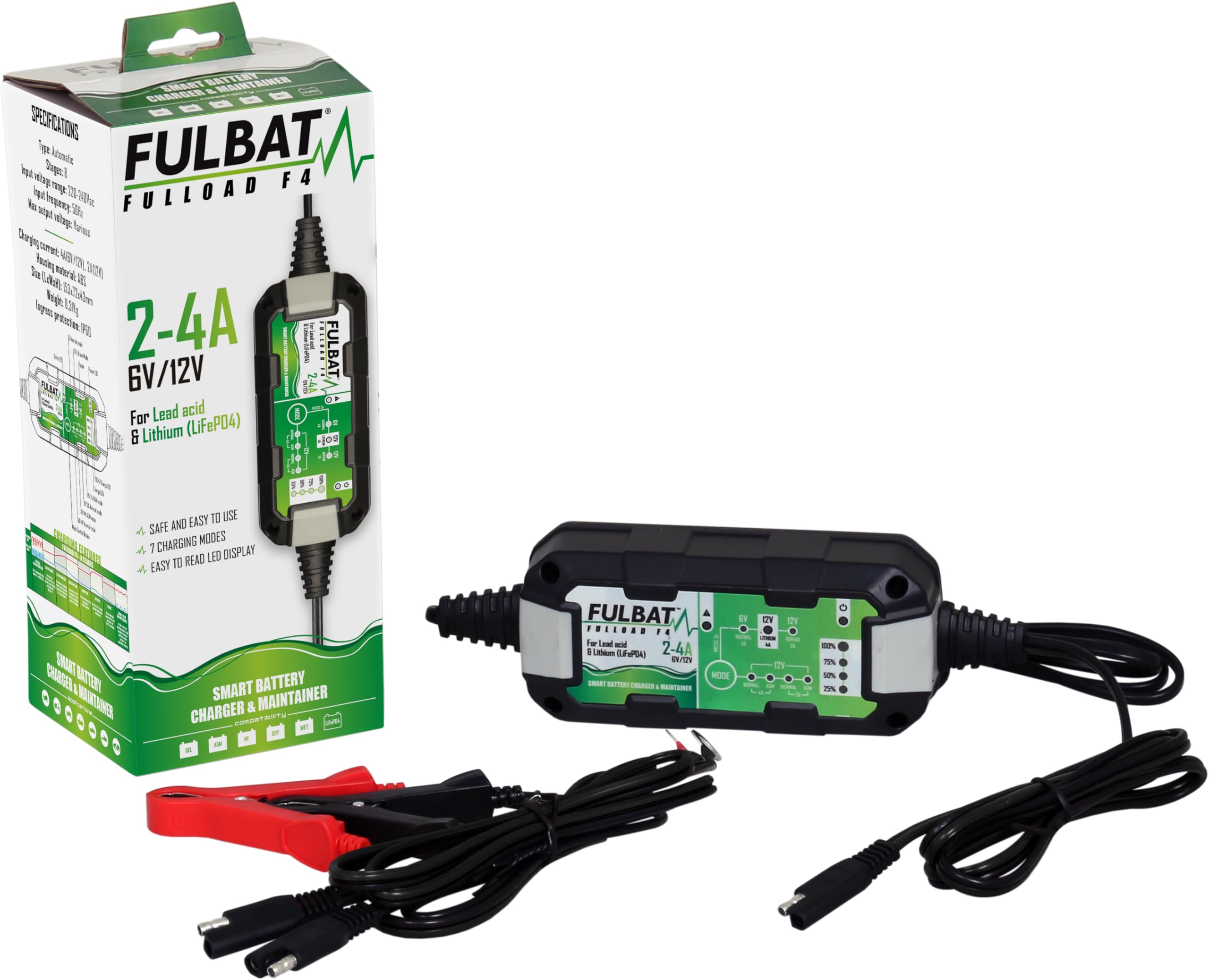 Fulbat Chargeur batterie fulload f4-6v - 12v 4a (pour batterie de 1.2 a 120 ah)